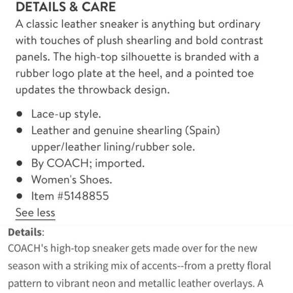 1 DAY SALE! COACH LEATHER HiTop Floral Shoes - Picture 7 of 8